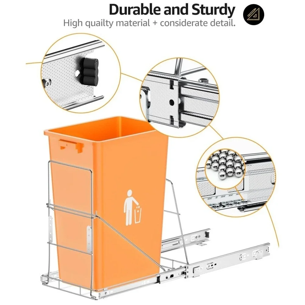 Pull Out Trash Can Under Cabinet，Heavy Duty Slide-Out Cabinet Kit,